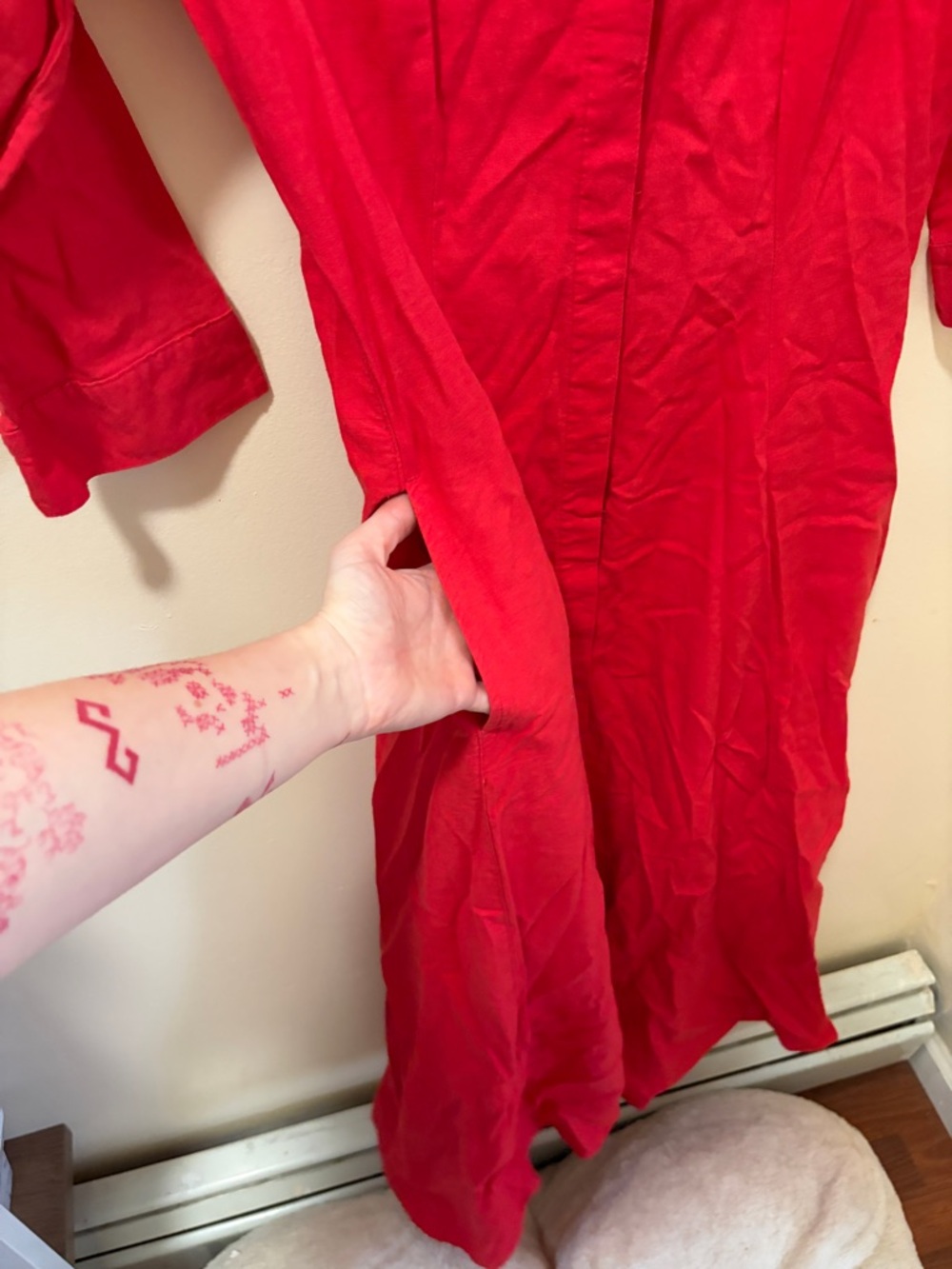 joie red linen blend midi maxi dress - Picture 5 of 6